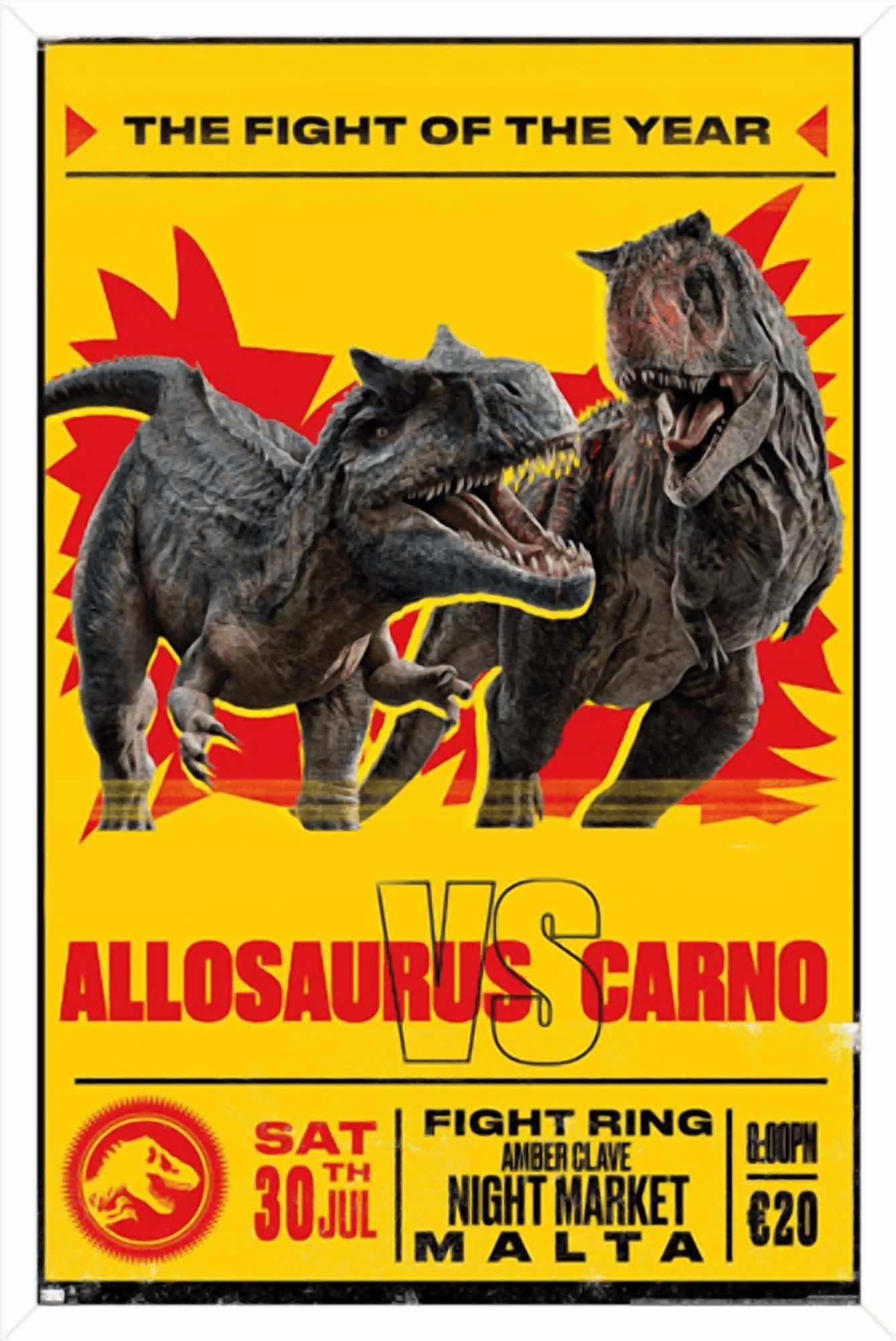 Jurassic World: Dominion - Allosaurus Vs Carno Wall Poster, 22.375" x 34" Framed