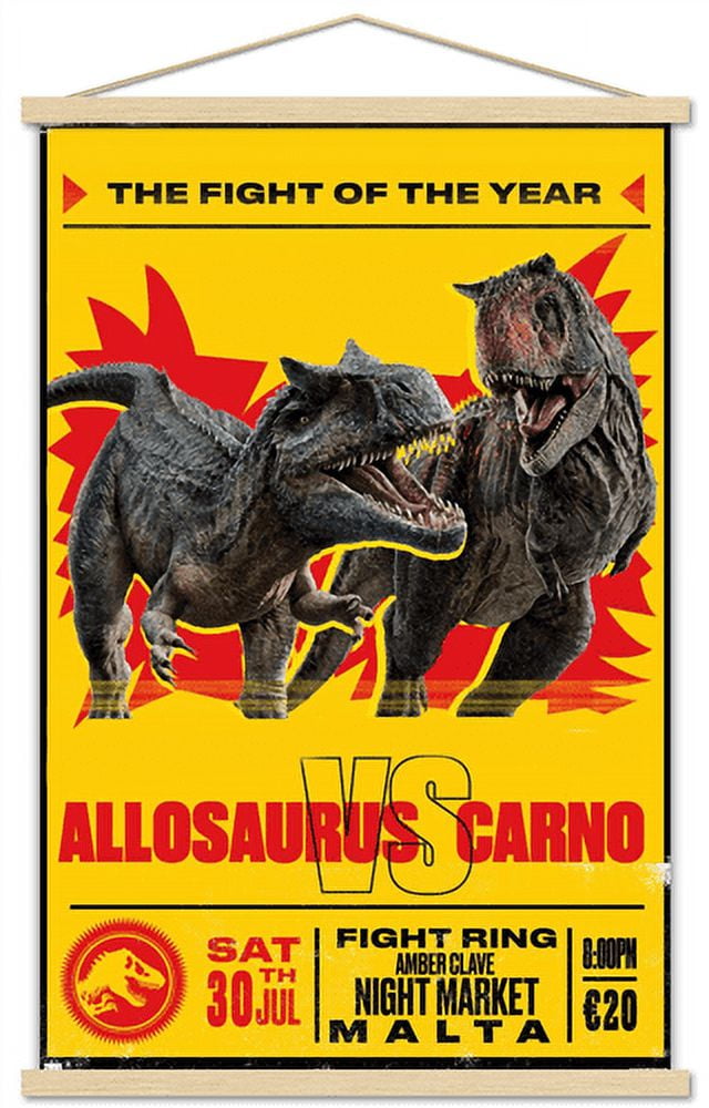 Jurassic World: Dominion - Allosaurus Vs Carno Wall Poster with Magnetic Frame, 22.375" x 34"