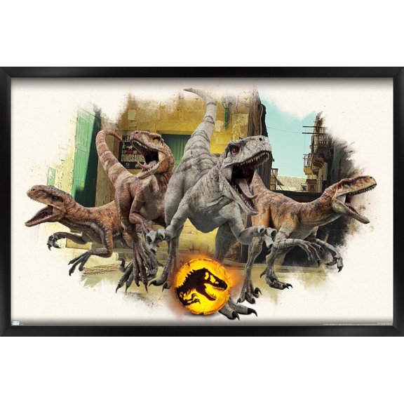 Jurassic World: Dominion - Atrociraptors Focal Wall Poster, 22.375" x 34" Framed