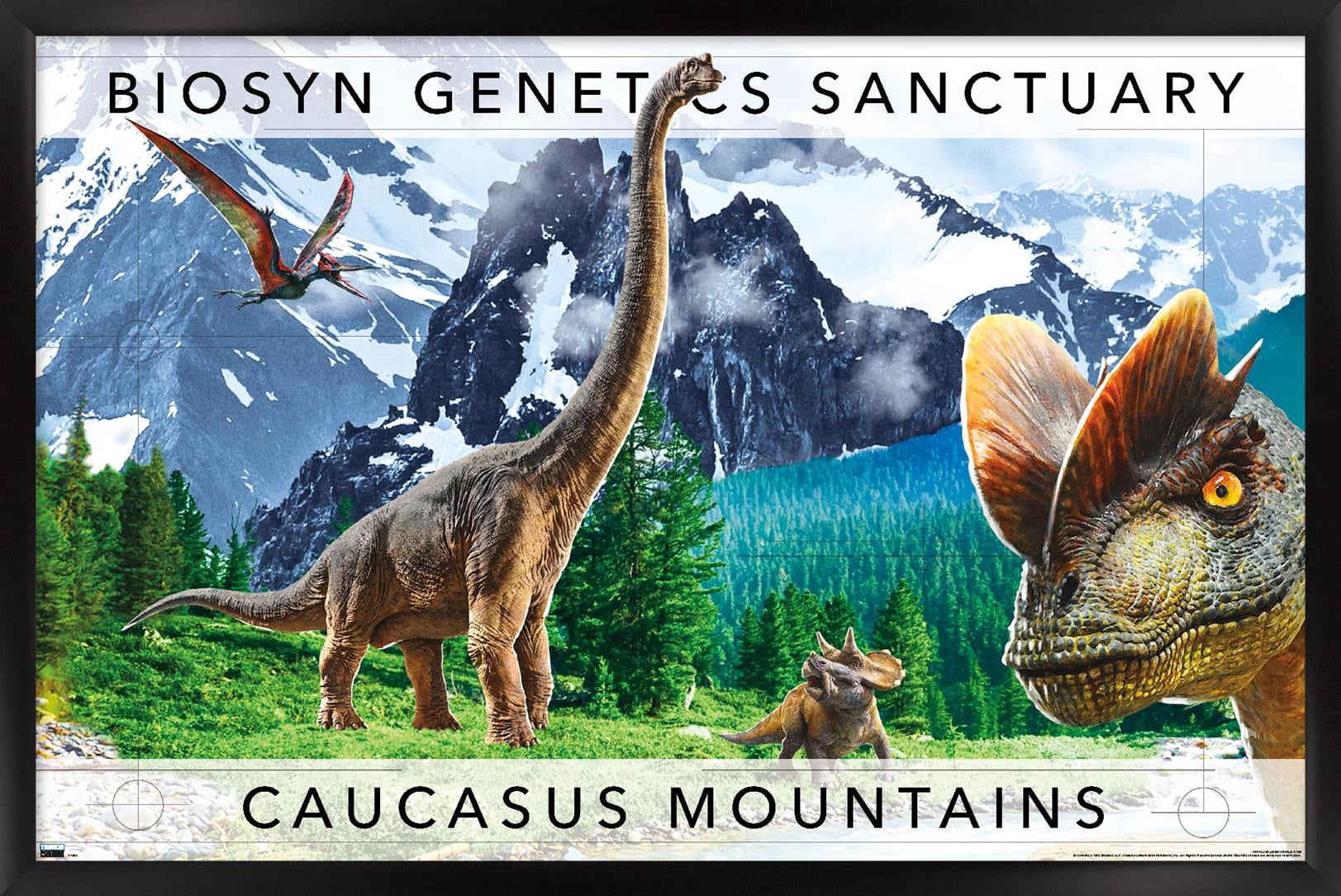 Jurassic World: Dominion - Caucasus Mountains Group Wall Poster, 22.375" x 34" Framed