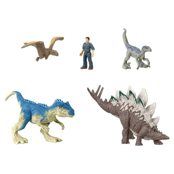 Jurassic World Dominion Chaotic Cargo Pack of 5 Mini Figures with Instant Pose Changes, Toy Gift Set and Collectible