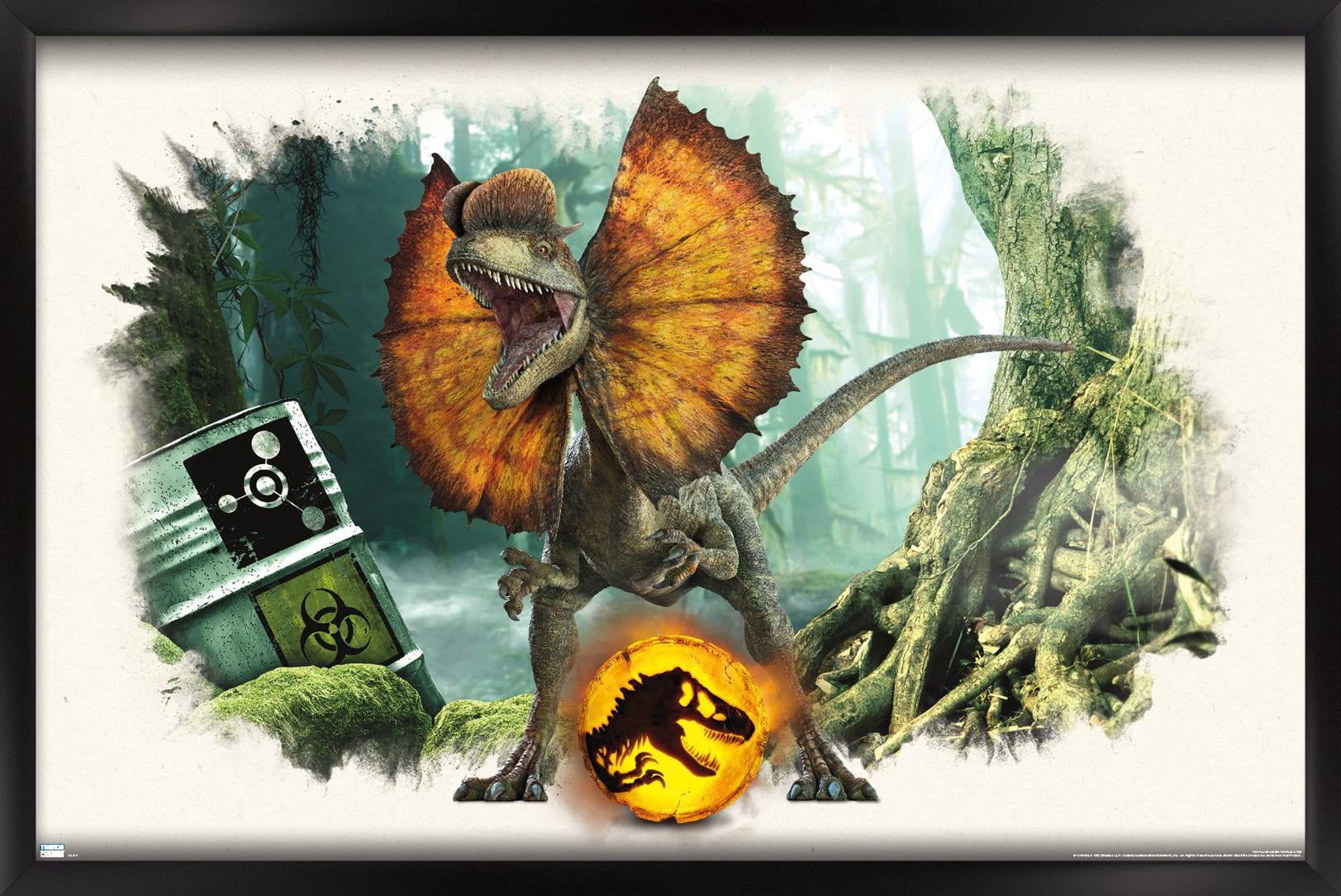 Jurassic World: Dominion - Dilophosaurus Focal Wall Poster, 14.725" x 22.375" Framed
