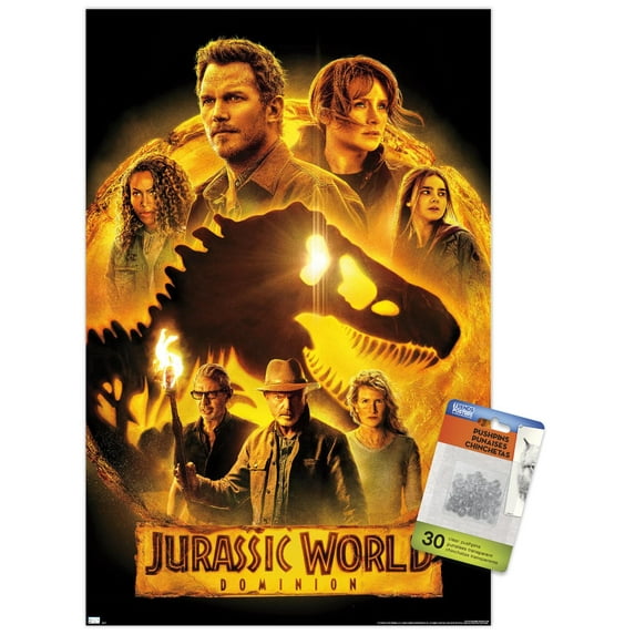 Jurassic World: Dominion - Group One Sheet Wall Poster with Push Pins, 14.725" x 22.375"