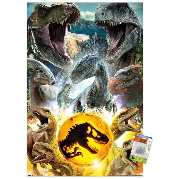 Jurassic World: Dominion - Group Wall Poster with Push Pins, 22.375" x 34"