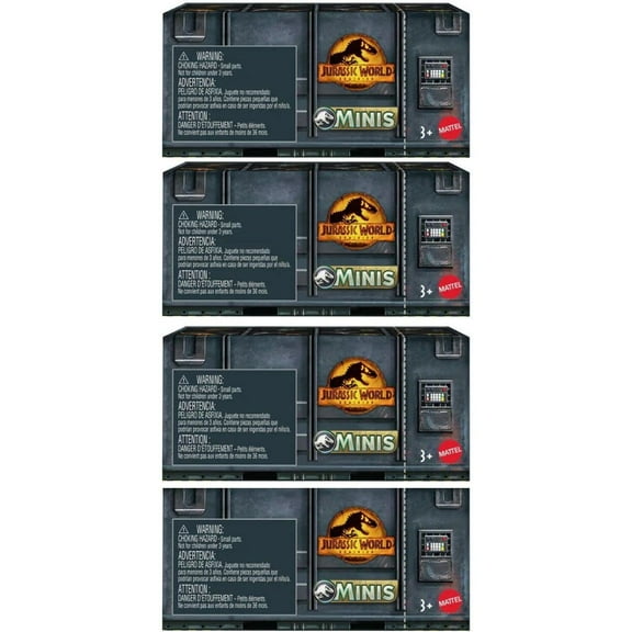 Jurassic World Dominion Minis Surprise Pack  Box of 4 Collectible Mini Dinosaurs | No Duplicates, 2 Figures  Ages 3+