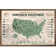 thumbnail image 1 of Jurassic World: Dominion - North American Dinosaur Map Wall Poster, 14.725" x 22.375" Framed, 1 of 6