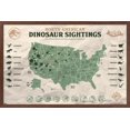 thumbnail image 1 of Jurassic World: Dominion - North American Dinosaur Map Wall Poster, 22.375" x 34" Framed, 1 of 6