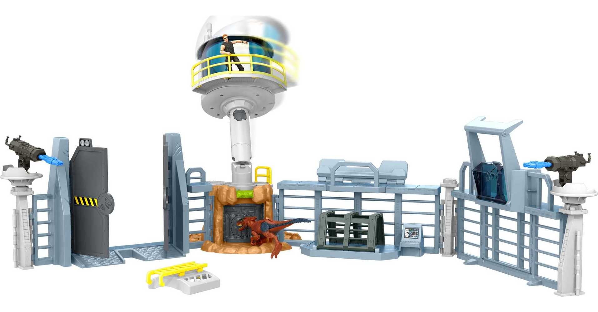 Jurassic World Dominion Outpost Chaos Playset Toy with 1 Dinosaur & 1 Human Action Figure Toys
