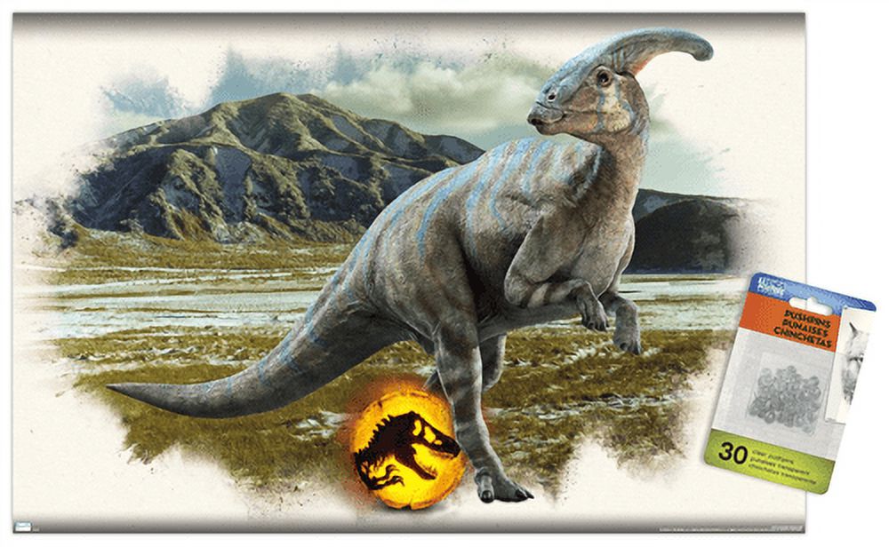 Jurassic World: Dominion - Parasaurolophus Focal Wall Poster with Push Pins, 14.725" x 22.375"