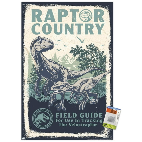 Jurassic World: Dominion - Raptor Country Wall Poster with Pushpins, 22.375" x 34"