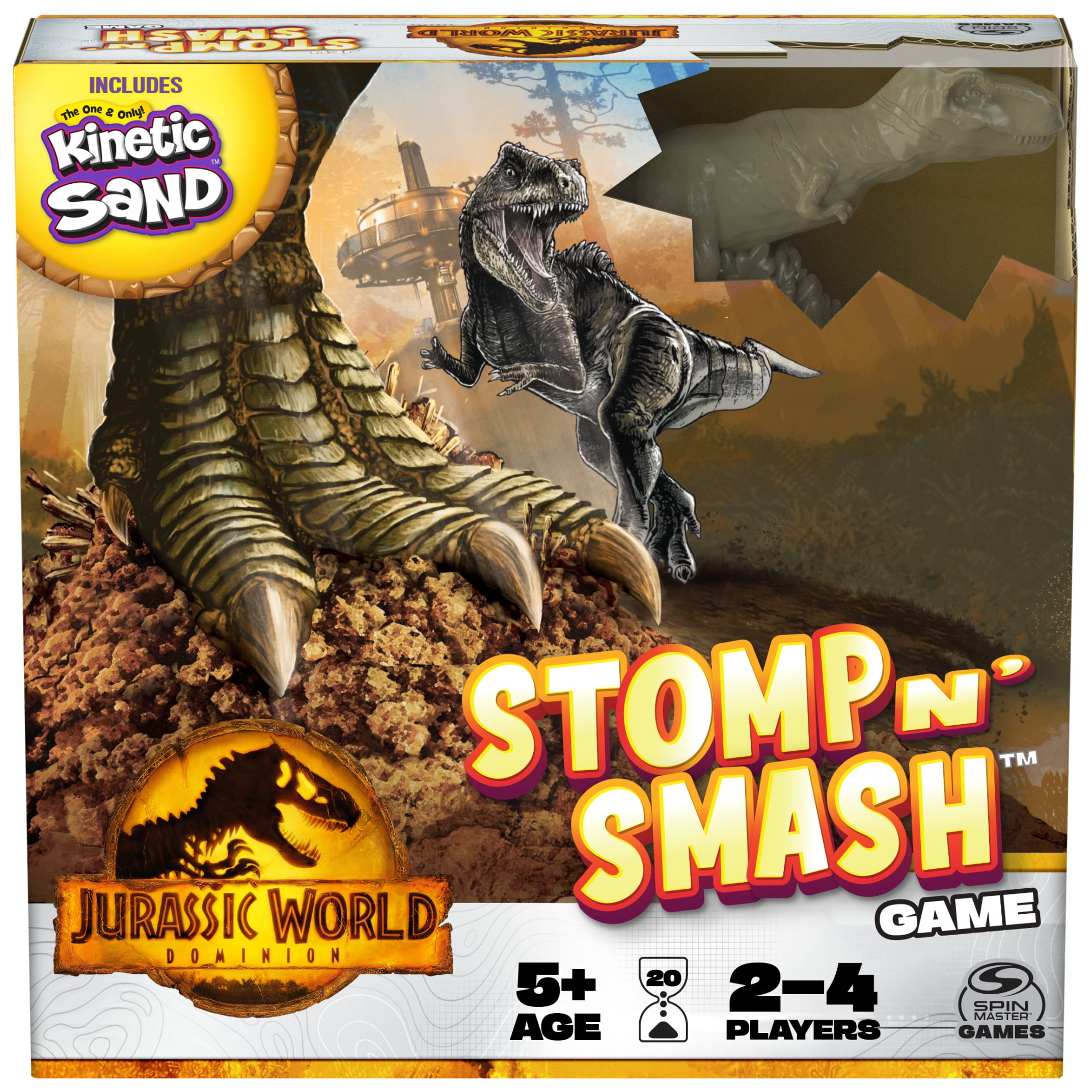 Jurassic 2024 World Dominion STOMP N’ SMASH Board Game Dinosaur with Kinetic Sand