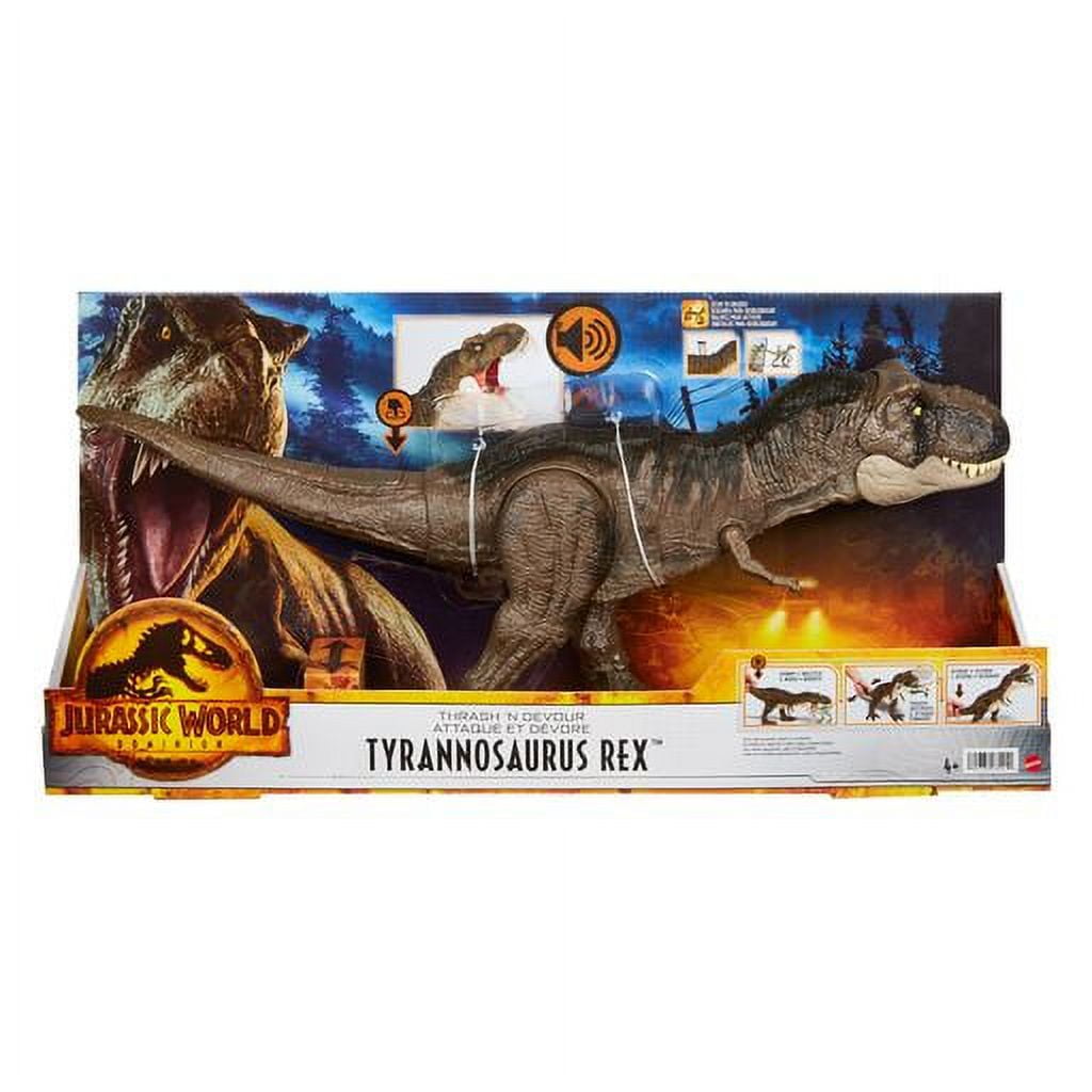 Figura de Ação - Jurassic World - Tyrannosaurus Rex - Thrash 'N Devour - 25  cm - Mattel