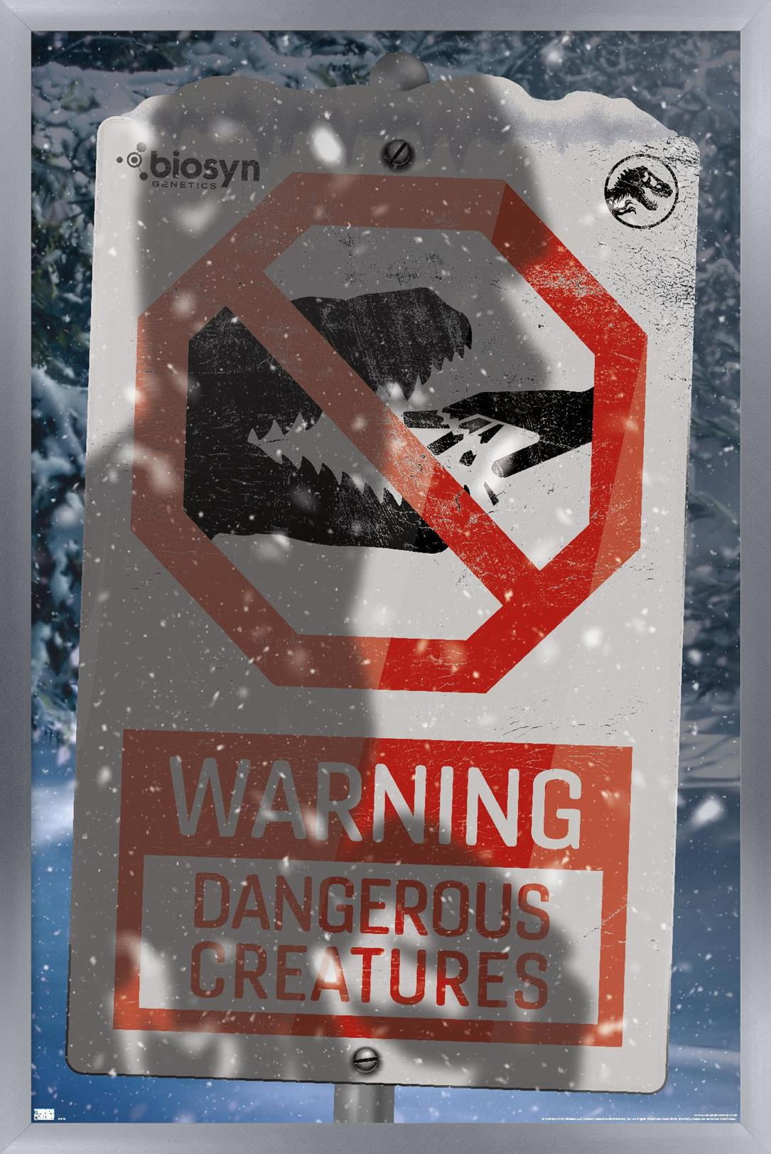 Jurassic World: Dominion - Warning Sign Logo Wall Poster, 14.725" x 22.375" Framed
