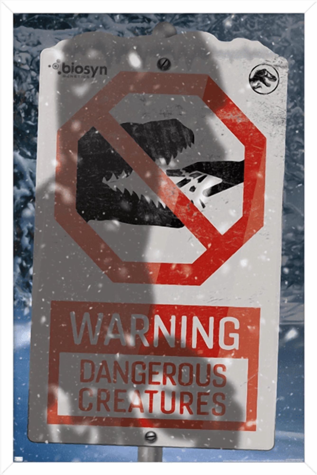 Jurassic World: Dominion - Warning Sign Logo Wall Poster, 14.725" x 22.375" Framed