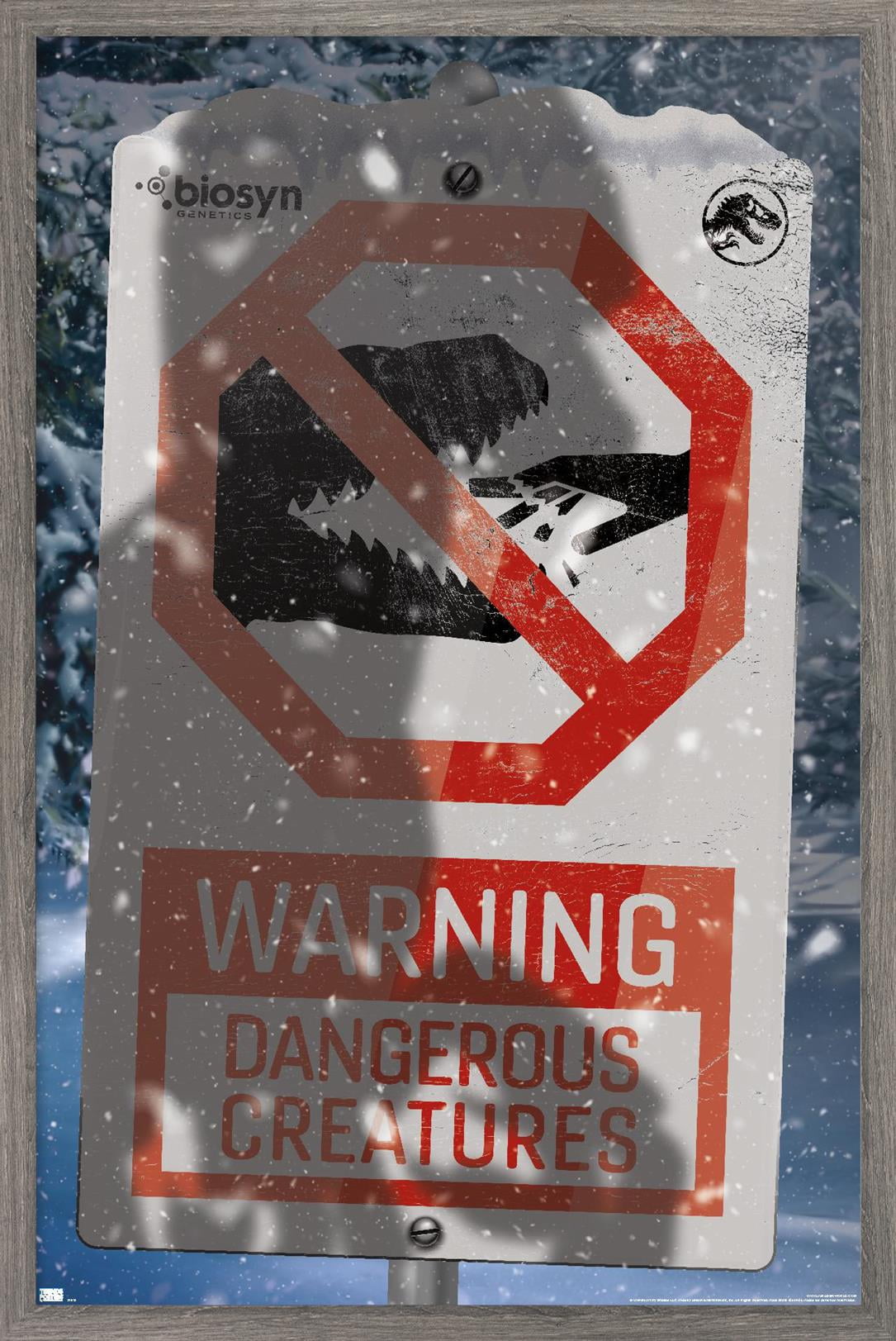 Jurassic World: Dominion - Warning Sign Logo Wall Poster, 22.375" x 34" Framed