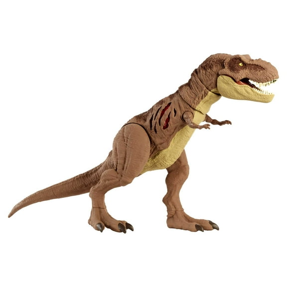 Jurassic World Extreme Damage Tyrannosaurus Rex Action Figure, Transforming Dinosaur Toy with Motion