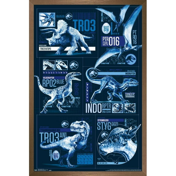 Jurassic World: Fallen Kingdom - Grid Wall Poster, 14.725" x 22.375", Framed