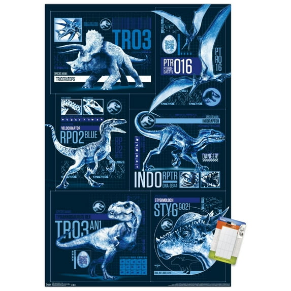 Jurassic World: Fallen Kingdom - Grid Wall Poster, 14.725" x 22.375"