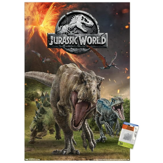 Jurassic World: Fallen Kingdom - Group Wall Poster with Push Pins, 22.375" x 34"