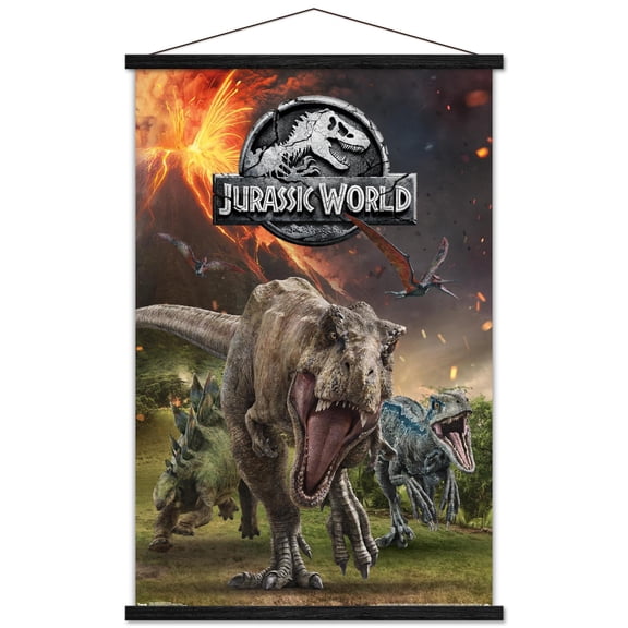 Jurassic World: Fallen Kingdom - Group Wall Poster with Wooden Magnetic Frame, 22.375" x 34"