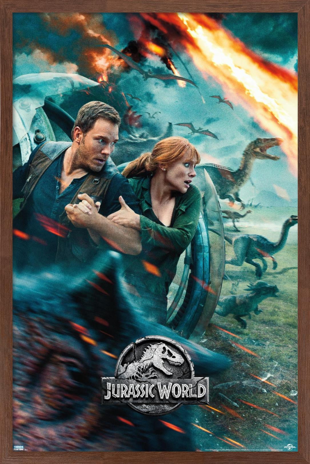 Jurassic World: Fallen Kingdom - One Sheet Wall Poster, 22.375" x 34", Framed