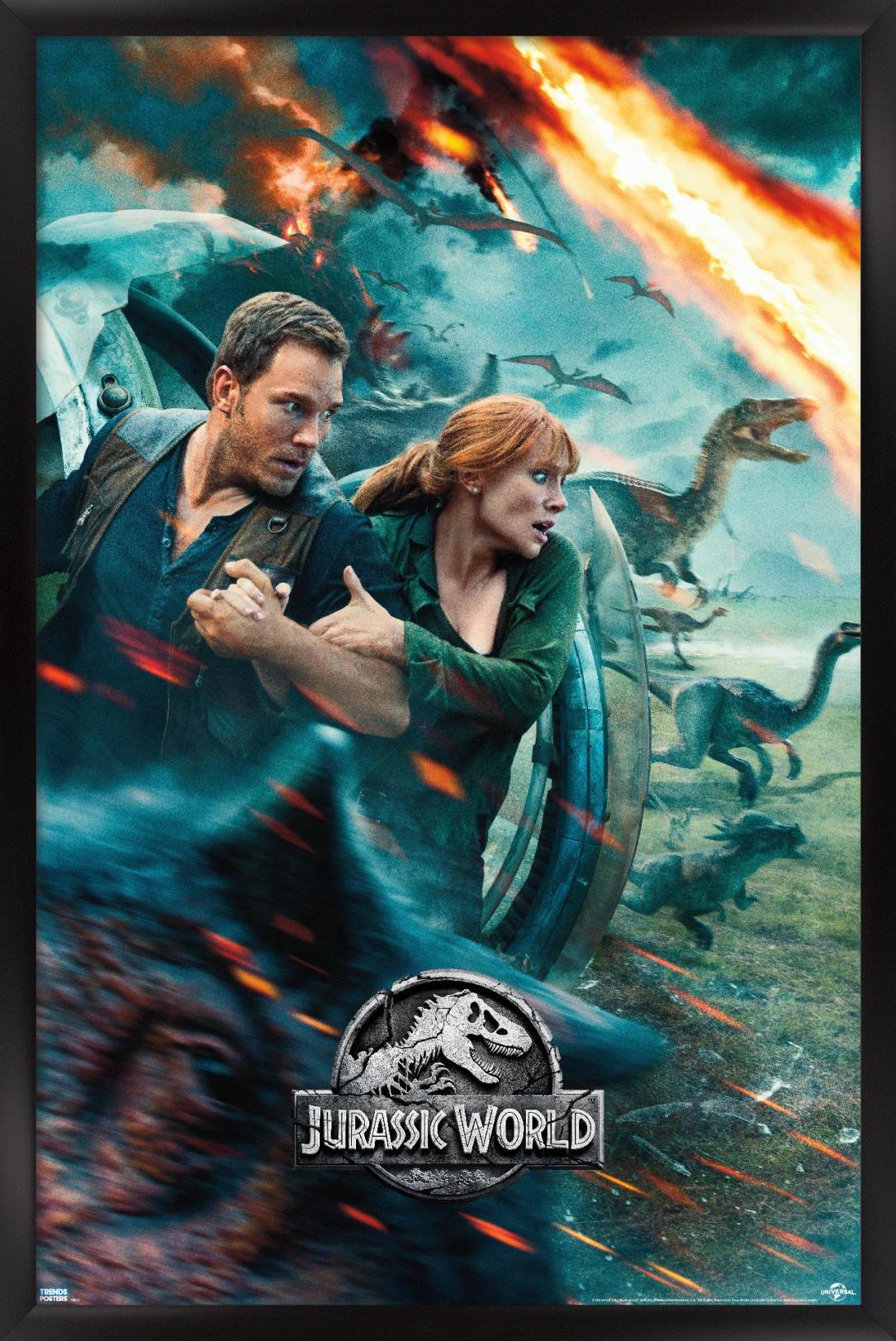 Jurassic World: Fallen Kingdom - One Sheet Wall Poster, 22.375" x 34", Framed