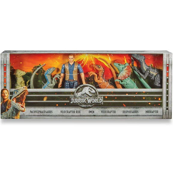Jurassic World Fallen Kingdom Pachycephalosaurus, Blue, Owen, Velociraptor, Dilophosaurus & Indoraptor Action Figure 6-Pack