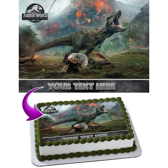 Jurassic World Fallen Kingdom Smoke Fire Characters Edible Image Cake Topper For Quarter Sheet Cake By TNCT
