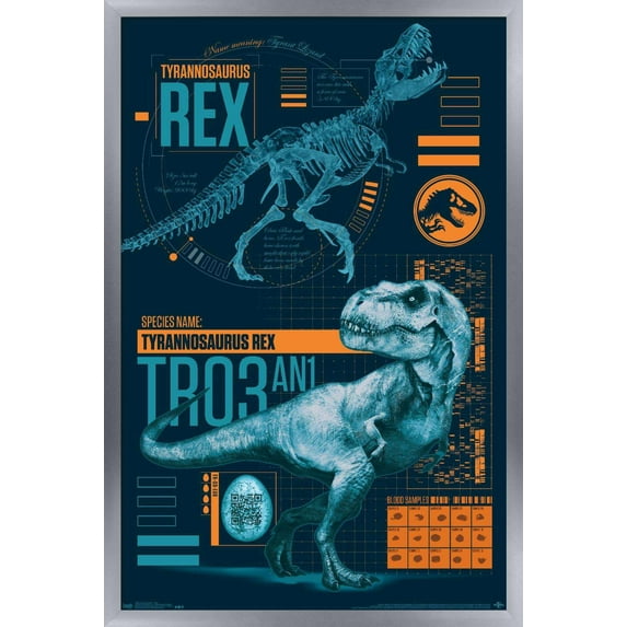 Jurassic World: Fallen Kingdom - T-Rex Wall Poster, 14.725" x 22.375", Framed