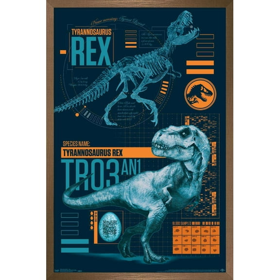 Jurassic World: Fallen Kingdom - T-Rex Wall Poster, 14.725" x 22.375", Framed