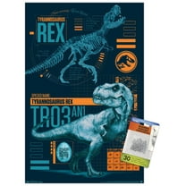 Jurassic World: Fallen Kingdom - T-Rex Wall Poster with Push Pins, 14.725" x 22.375"