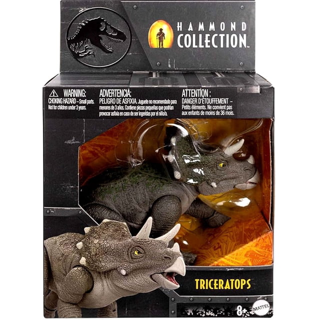 Geoworld Jurassic Action - Modello Triceratops Medium Con Movimenti, Action Card E Diorama - 2