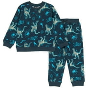 Jurassic World Jurassic Park Blue French Terry Sweatshirt and Jogger Pants Set Little Kid to Big Kid