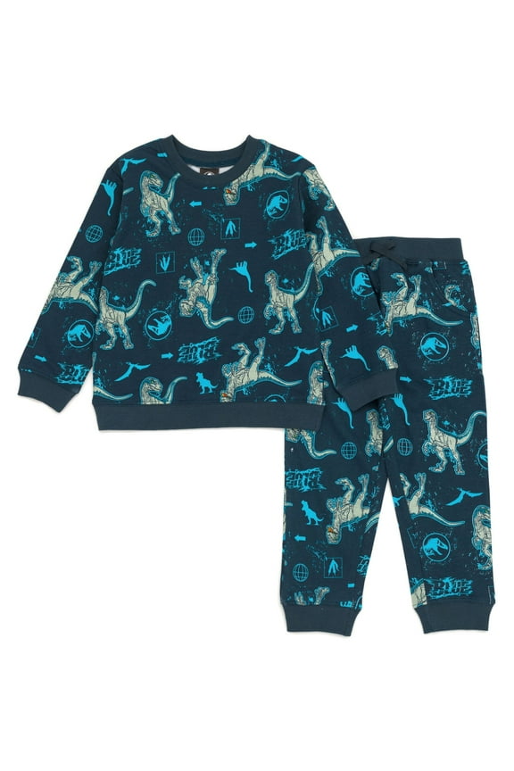 Jurassic Park Blue French Terry Sweatshirt and Jogger Pants Set Little Kid to Big Kid