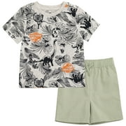 Jurassic World Jurassic Park Blue Toddler Boys T-Shirt and Shorts Outfit Set Logo Gray / Green 4T