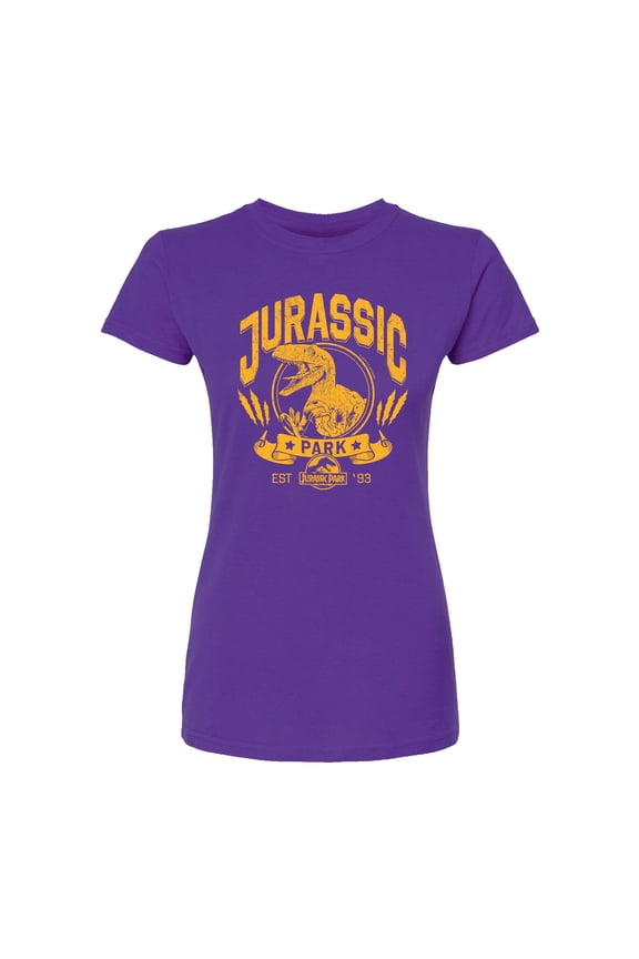 - Jurassic Park Collegiate - Juniors Fitted Graphic T-Shirt