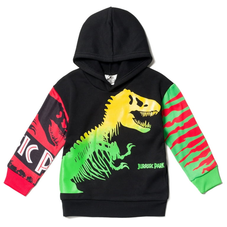 Jurassic World Dinosaur T Rex Big Boys Fleece Pullover Hoodie Black 10 12