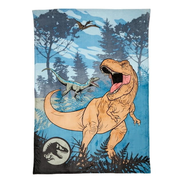 Jurassic World Kids Plush Blanket, Twin/Full Size 62x90, Universal
