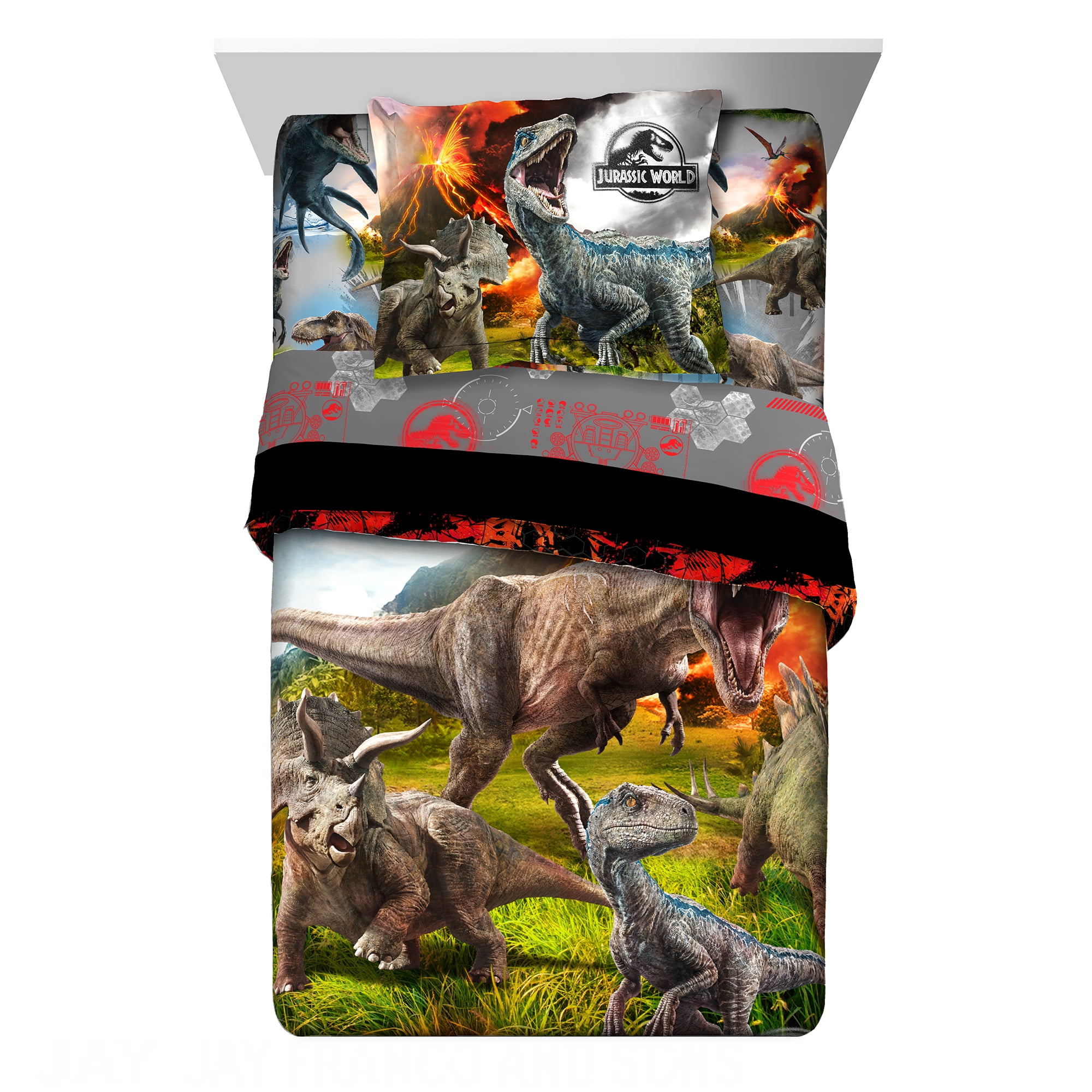 Jurassic World Kids Twin Bed in a Bag, Comforter and Sheets, Multicolor, Universal