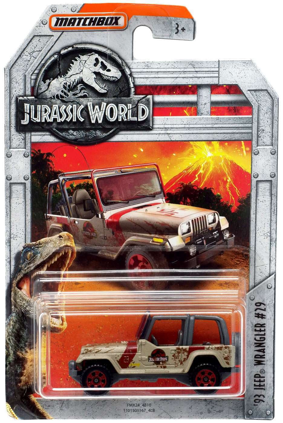 Jurassic World Matchbox '93 Jeep Wrangler #29 Diecast Car