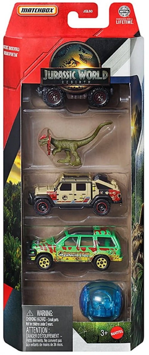 Matchbox Jurassic World Rebirth Car, Truck Dinosaur Car 5 Pack 1