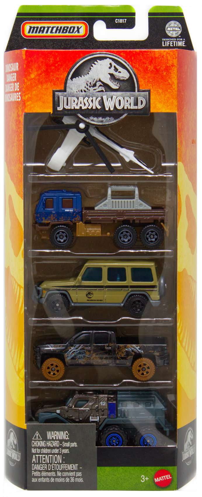 Jurassic World Matchbox Dinosaur Danger Die Cast Car 5-Pack