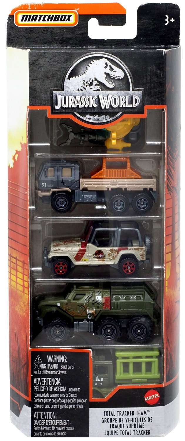 Jurassic World Matchbox Total Tracker Team Die Cast Car 5-Pack