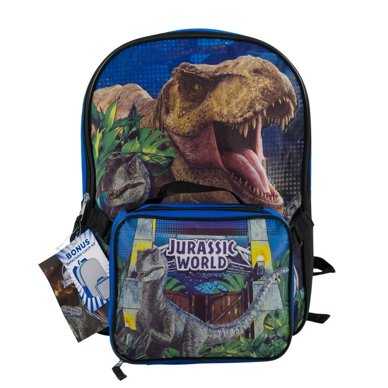 Jurassic World Male Child Large Backpack with Lunch Bag Set Blue Walmart