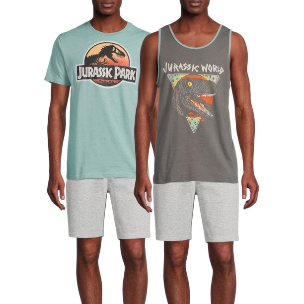 Jurassic World Men's & Big Men's Retro Tee and Tank Top, 2Pack Bundle
