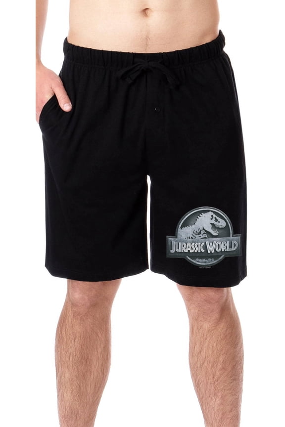 Jurassic World Mens' Dinosaur Film Movie Park Logo Sleep Pajama Shorts