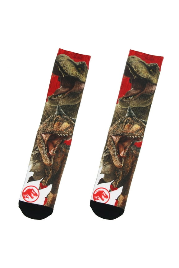 Jurassic World Mens' Indominus Rex Sublimated Adult Crew Socks (Sock Size 10-13)