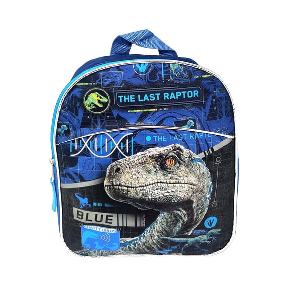 Jurassic World Mini 11" Backpack Blue The Last Raptor Velociraptor Boys Black