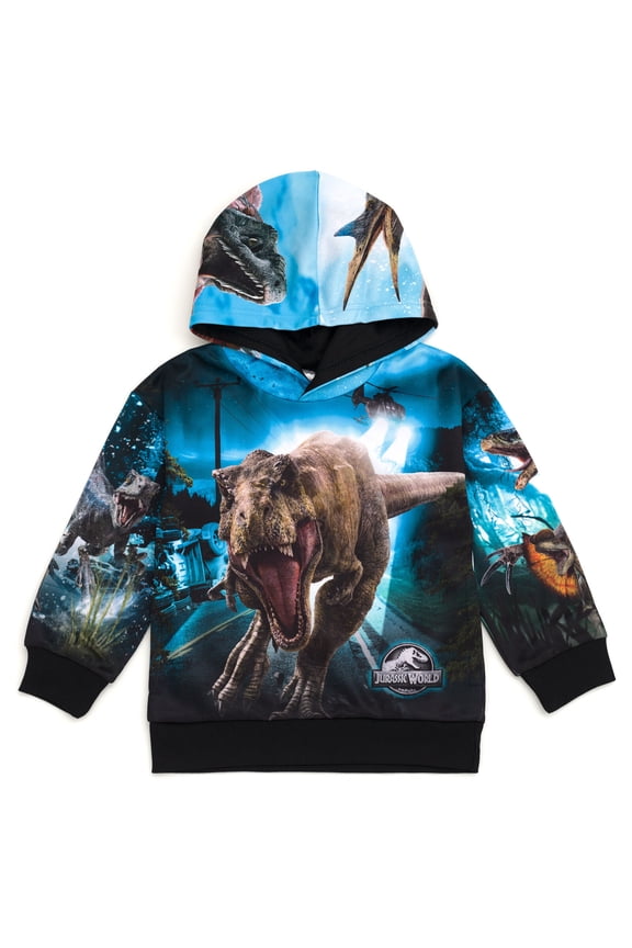 Park Blue T-Rex Big Boys Fleece Pullover Hoodie Tie Dye 10-12