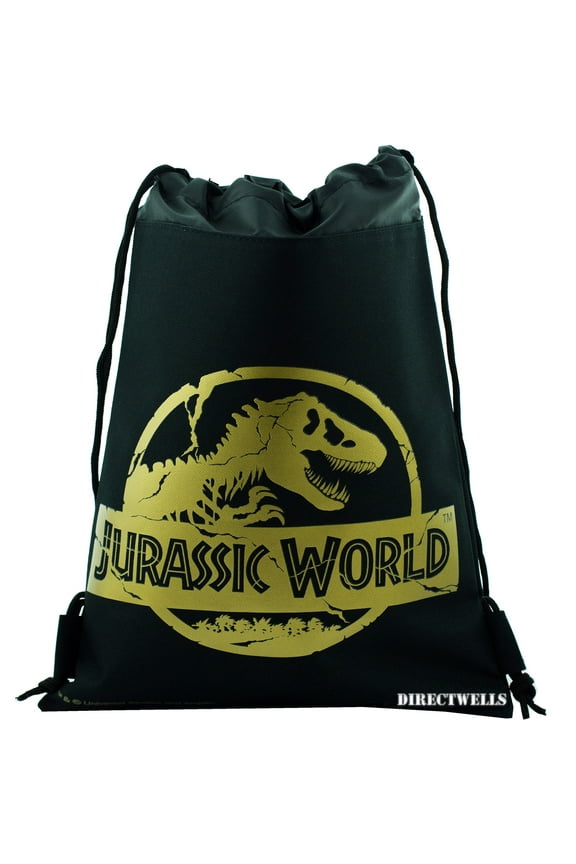 Jurassic World Raptor Black Gold Drawstring Bag